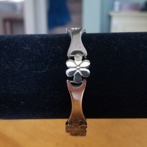 Mexican Silver 925 Flower and Bar Bracelet